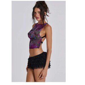 Jaded London Hera Backless Hotfix Mesh Top